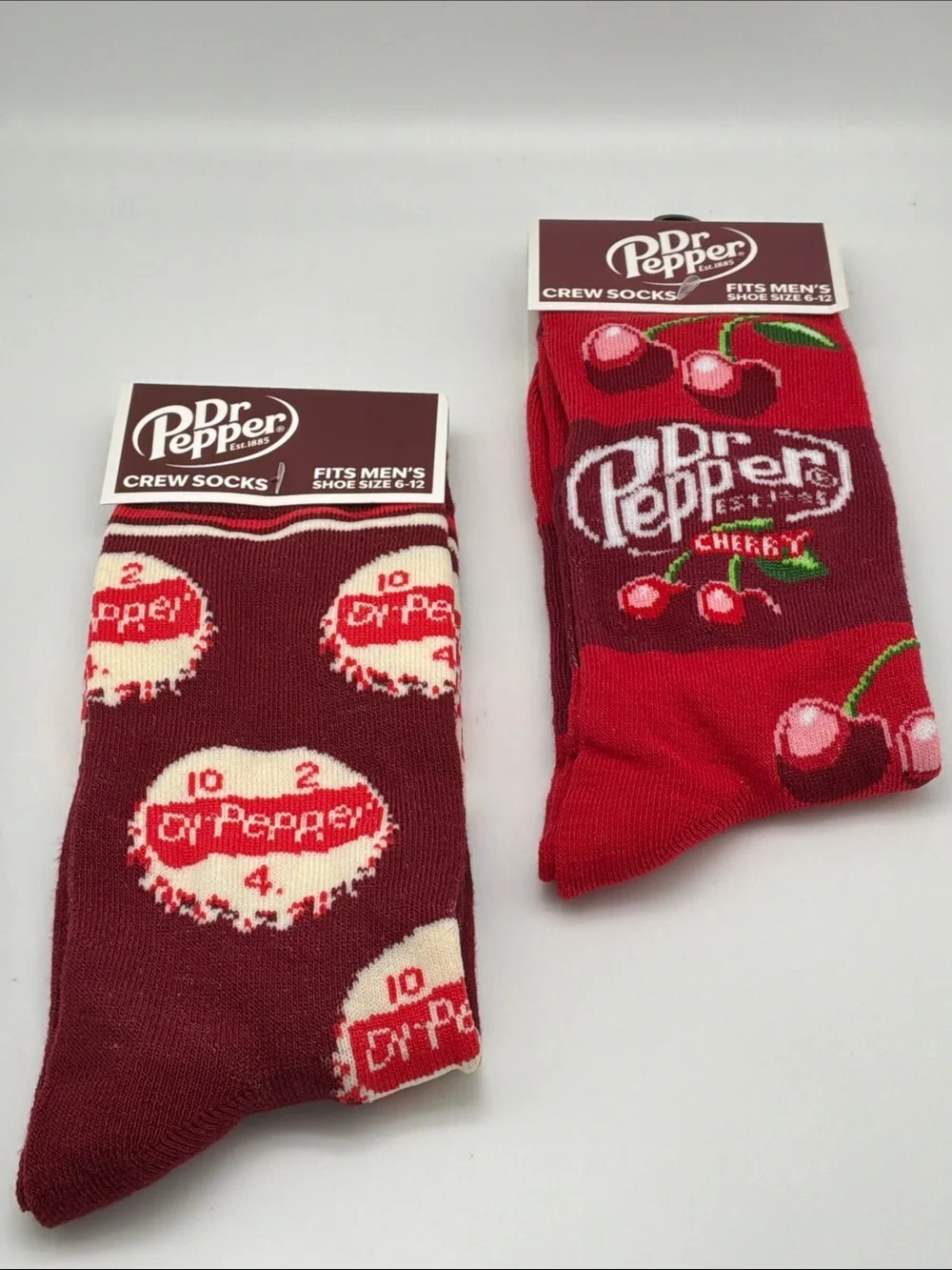 New Dr Pepper Crew Socks Men’s 6–12 Unisex Red Cherry Soda Socks with Tags
